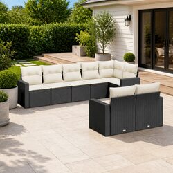 Garden Sofa Set 8 Piece Outdoor Furniture with Cushions Black Modular Patio