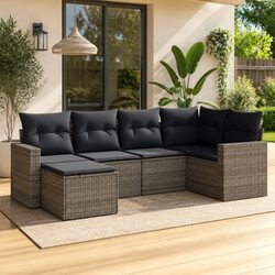 6 Piece Grey Garden Sofa Set for Quality Outdoor Relaxation
