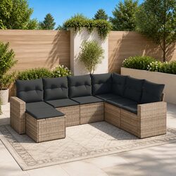 Efficient 7 Piece Grey Garden Sofa Set for Outdoor Living