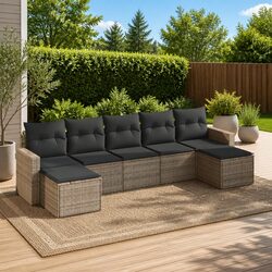 Concise 7 Piece Modular Garden Sofa Set with Cushions