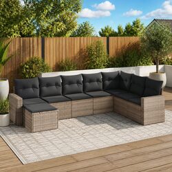 Garden Sofa Set 8 Piece Outdoor Furniture Patio Seating Grey Poly Rattan Modular