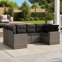 6-Piece Grey Garden Sofa Set