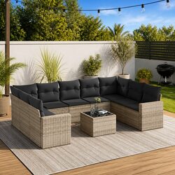 Compact 10-Piece Garden Sofa Set with Removable Covers