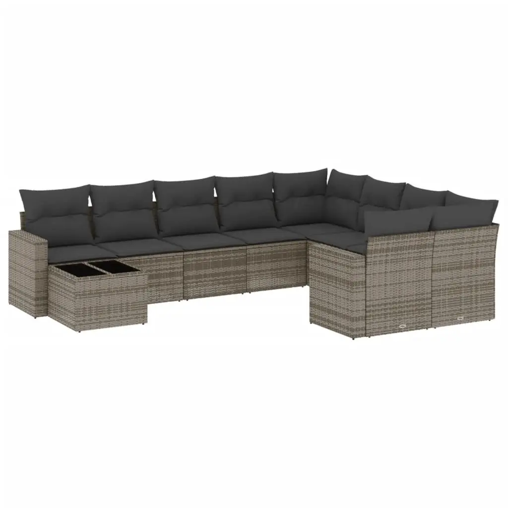 Garden Sofa Set 10 Piece Outdoor Furniture Grey Poly Rattan Modular Patio Lounge