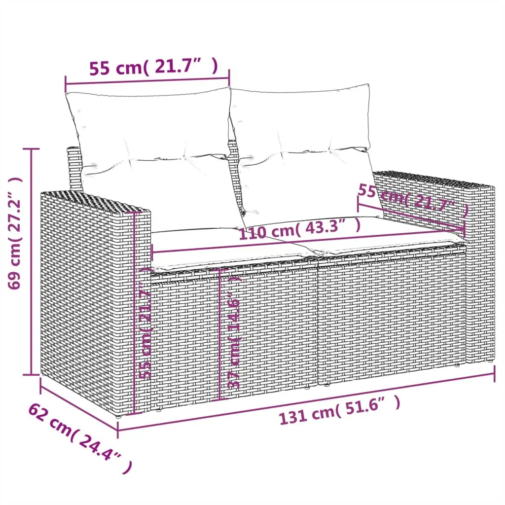 Garden Sofa Set 10 Piece Outdoor Furniture Grey Poly Rattan Modular Patio Lounge