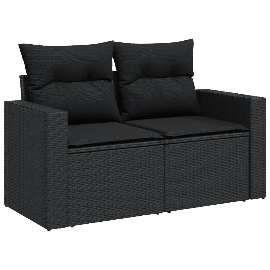 Garden Sofa Set Black 10 Piece Outdoor Furniture Patio Lounge with Cushions