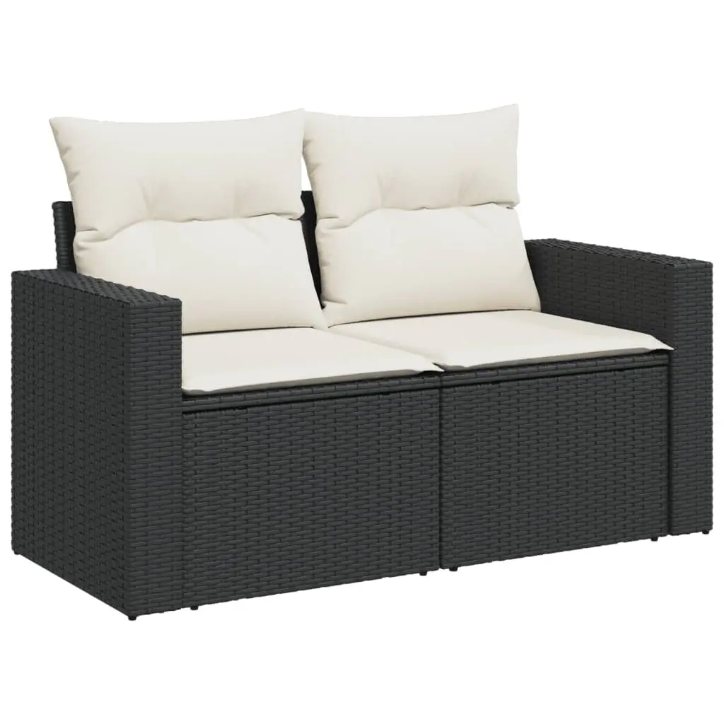 Garden Sofa Set Black 10 Piece Modular Outdoor Furniture with Thick Cushions