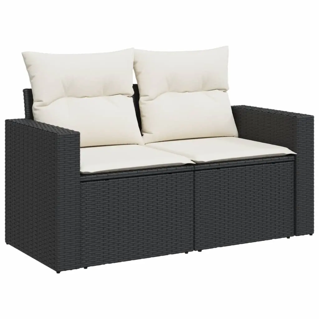 Garden Sofa Set 11 Piece Outdoor Furniture Black Poly Rattan Modular Patio