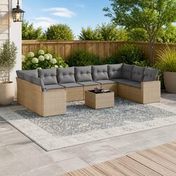 Compact and Stylish 11 Piece Beige Sofa Set for Outdoors