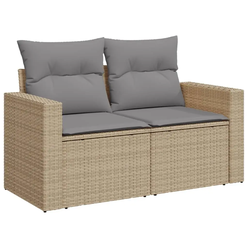 Garden Sofa Set 10 Piece Outdoor Furniture Beige Poly Rattan Patio Sectional