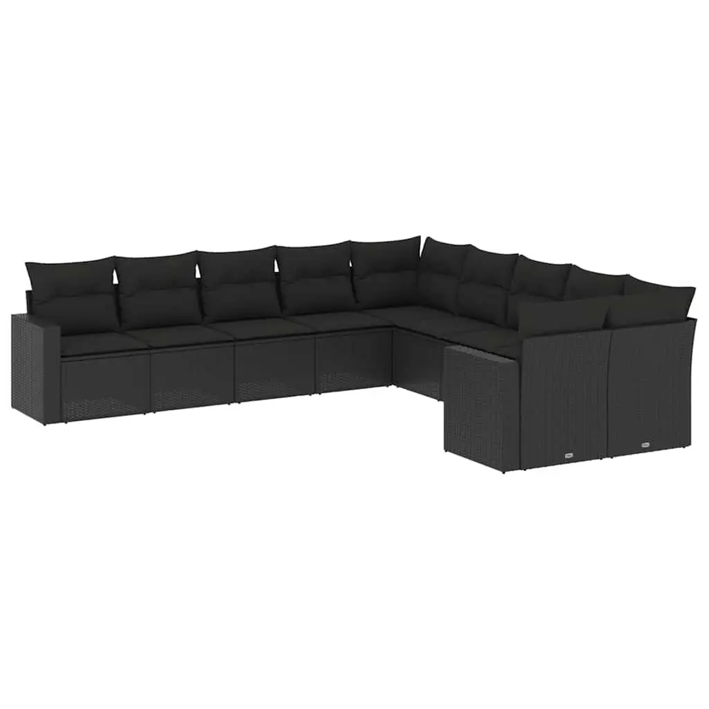 Garden Sofa Set 10 Piece Outdoor Furniture Patio Seating Black with Cushions