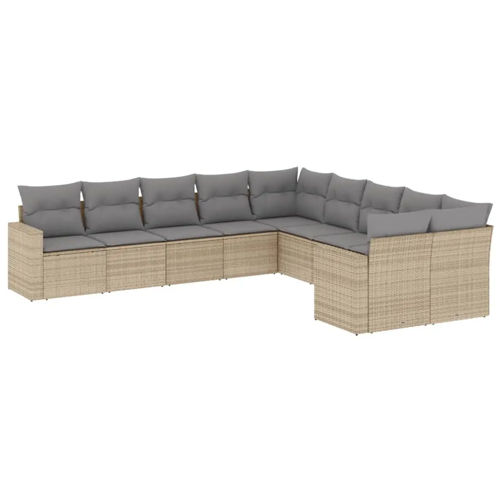 10 Piece Outdoor Garden Sofa Set Beige Cushions Patio Lounge Furniture Sectional