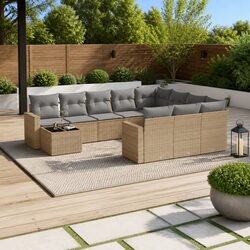 Concise 11-Piece Outdoor Sofa Set in Beige