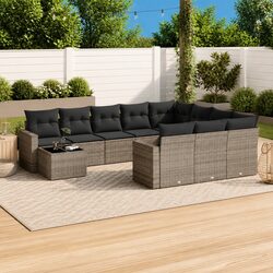 Garden Sofa Set 11 Piece Outdoor Furniture Grey Poly Rattan Patio Lounge