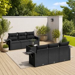 Compact and Stylish 7-Piece Black Garden Sofa Set