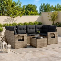 7 Piece Grey Garden Sofa Set