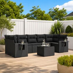 8-Piece Modular Patio Sofa Set in Black Rattan