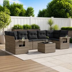 8 Piece Garden Sofa Set with Cushions Grey Outdoor Furniture Patio Sectional