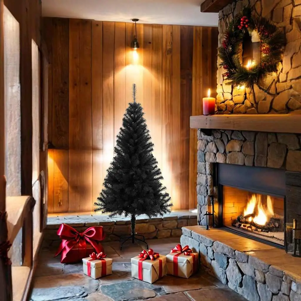 Artificial Christmas Tree 150cm Black Seasonal Holiday Decor Indoor Outdoor