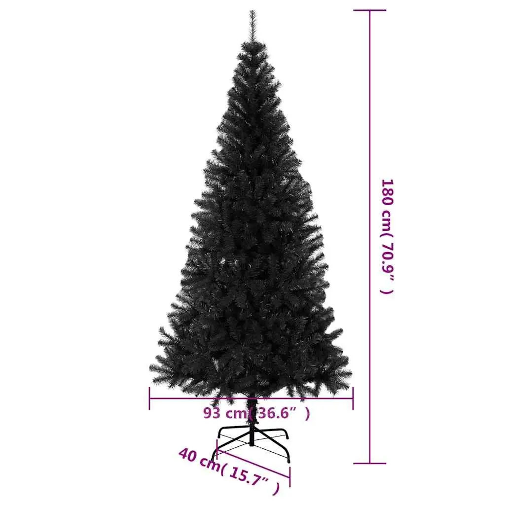 Artificial Christmas Tree Black 180 cm Lifelike Appearance Indoor Outdoor