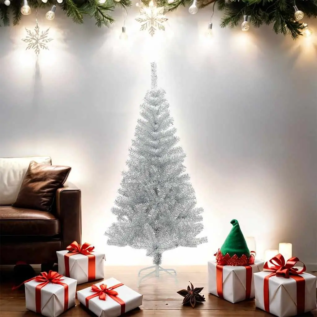 Artificial Christmas Tree Silver 150cm Reusable Indoor Outdoor Holiday Decoration