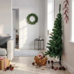 Artificial Half Christmas Tree 150cm Green PVC with Stand Space-Saving Wall