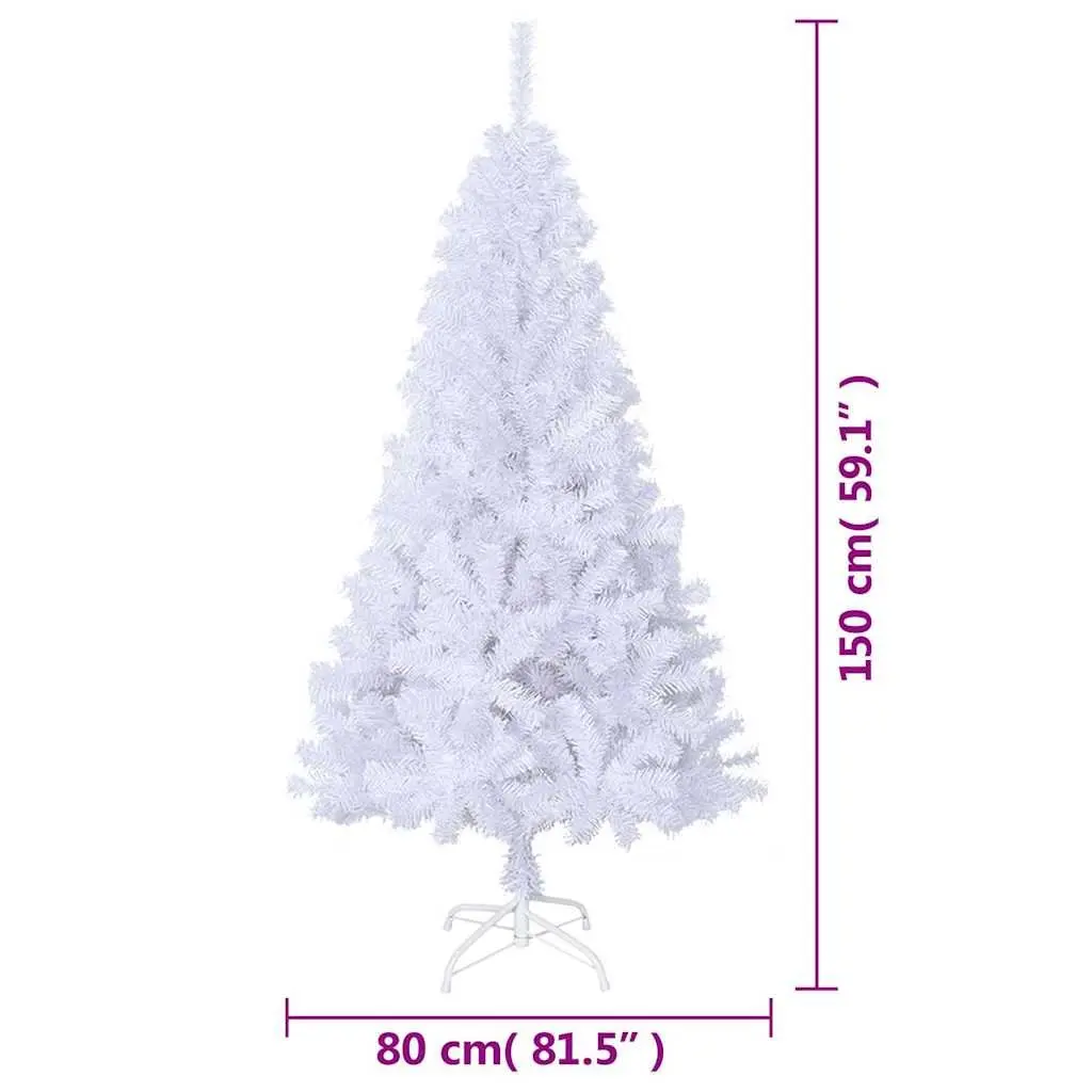 Artificial Christmas Tree White 150cm PVC Extra Thick Branches Indoor Outdoor