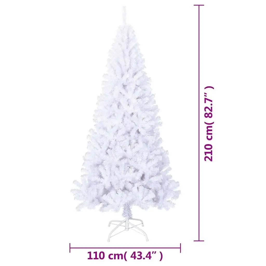 Artificial Christmas Tree White 210cm Thick Branches Adjustable PVC Holiday Decoration