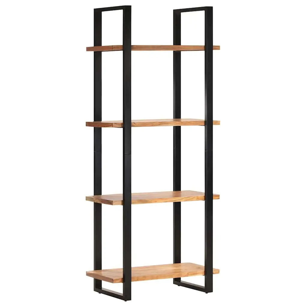4-Tier Bookcase Brown 80x40x180 cm Solid Acacia Wood Vintage Industrial Shelving Unit