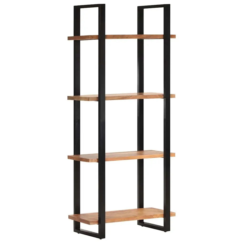 4-Tier Bookcase Brown 80x40x180 cm Solid Acacia Wood Vintage Industrial Shelving Unit