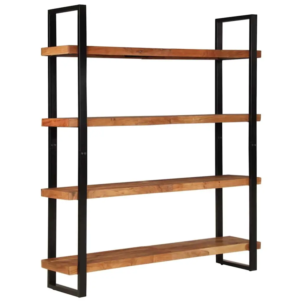 4-Tier Bookcase Brown 160x40x180 cm Solid Acacia Wood Shelving Unit Industrial Style