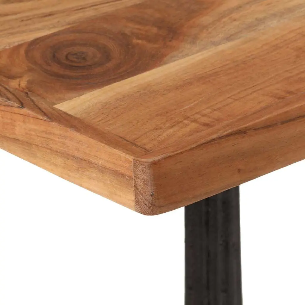 Bistro Dining Table Brown 60x60x76cm Solid Acacia Wood Cast Iron Base