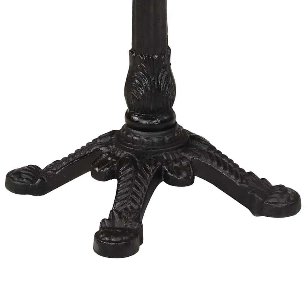 Bistro Table Brown Round Wooden Top Cast Iron Base 60x76cm