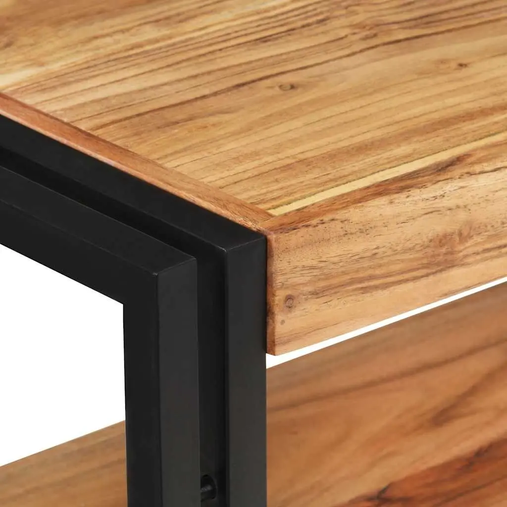 Console Table Brown 120x30x75 cm Solid Acacia Wood Two-layer Shelves