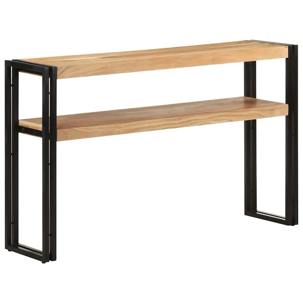 Console Table Brown 120x30x75 cm Solid Acacia Wood Two-layer Shelves