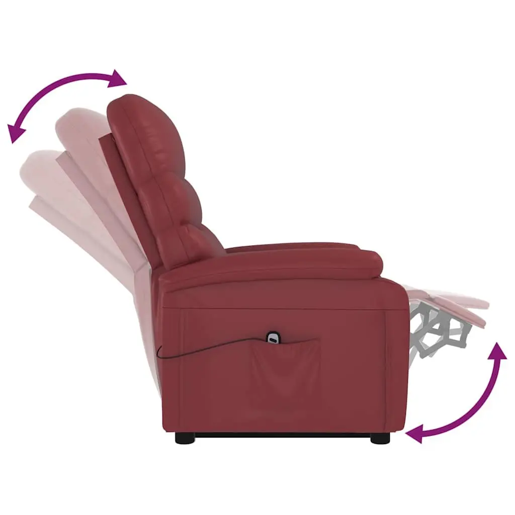 Reclining Armchair Red Faux Leather Electric Lift 3 Positions