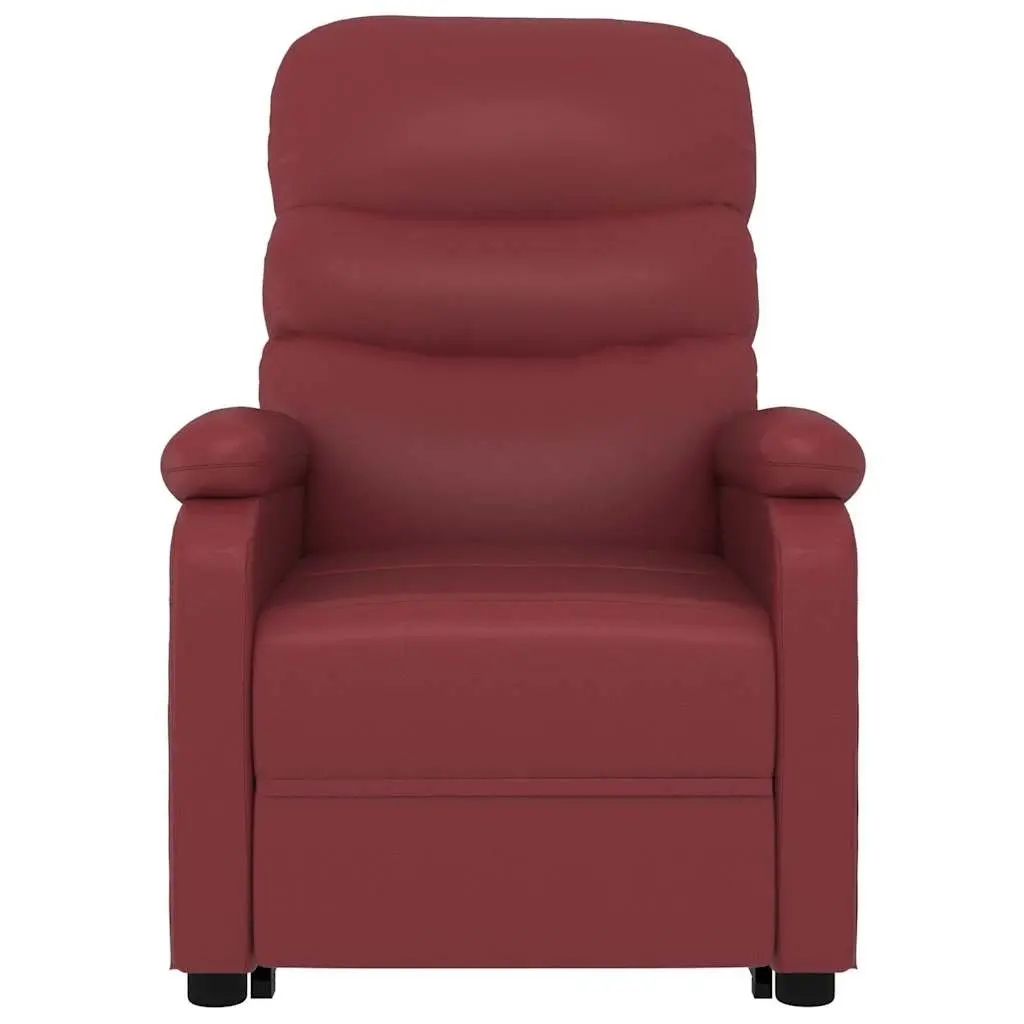 Reclining Armchair Red Faux Leather Electric Lift 3 Positions