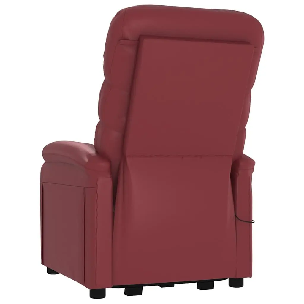 Reclining Armchair Red Faux Leather Electric Lift 3 Positions