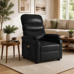 Electric Massage Recliner Chair Stand Up Lift Power Black Faux Leather Armchair