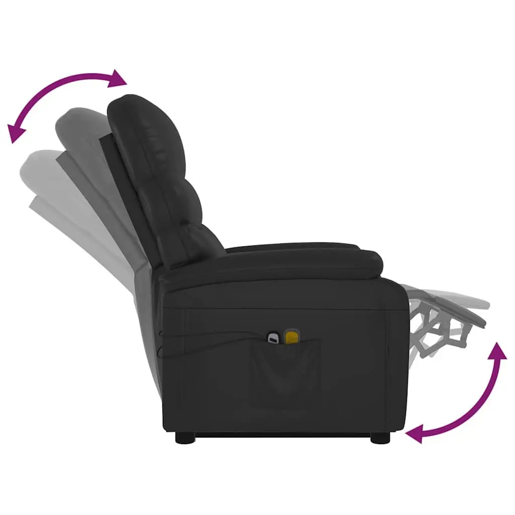 Electric Massage Recliner Chair Black Faux Leather Stand Up Lift Function