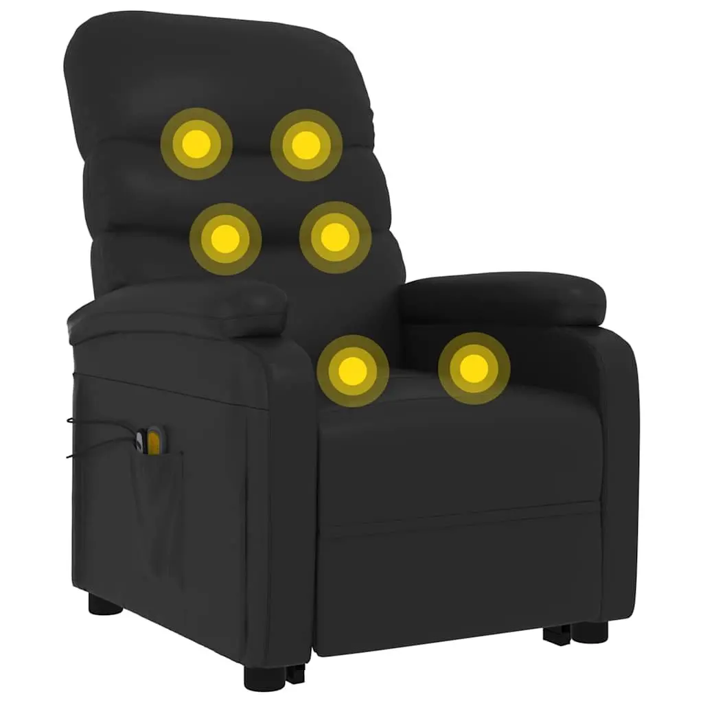 Electric Massage Recliner Chair Black Faux Leather Stand Up Lift Function