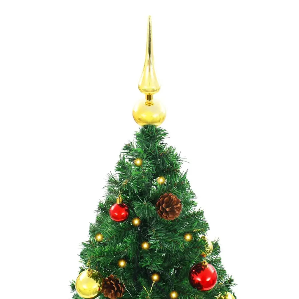 Artificial Christmas Tree Green 150cm Pre-lit with LED Baubles Indoor Outdoor