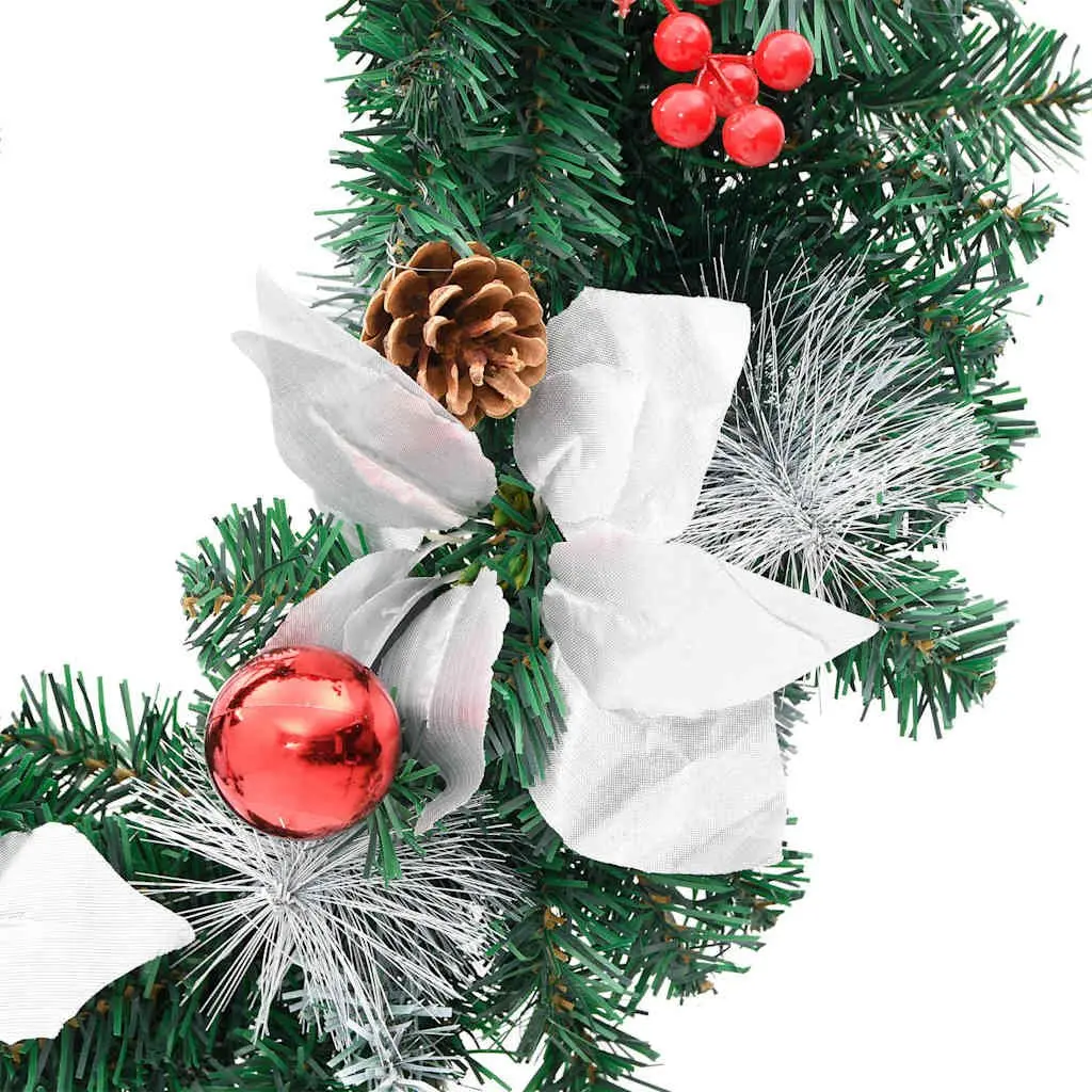Christmas Wreath Green White 60cm LED Lights Decorative Holiday Festive