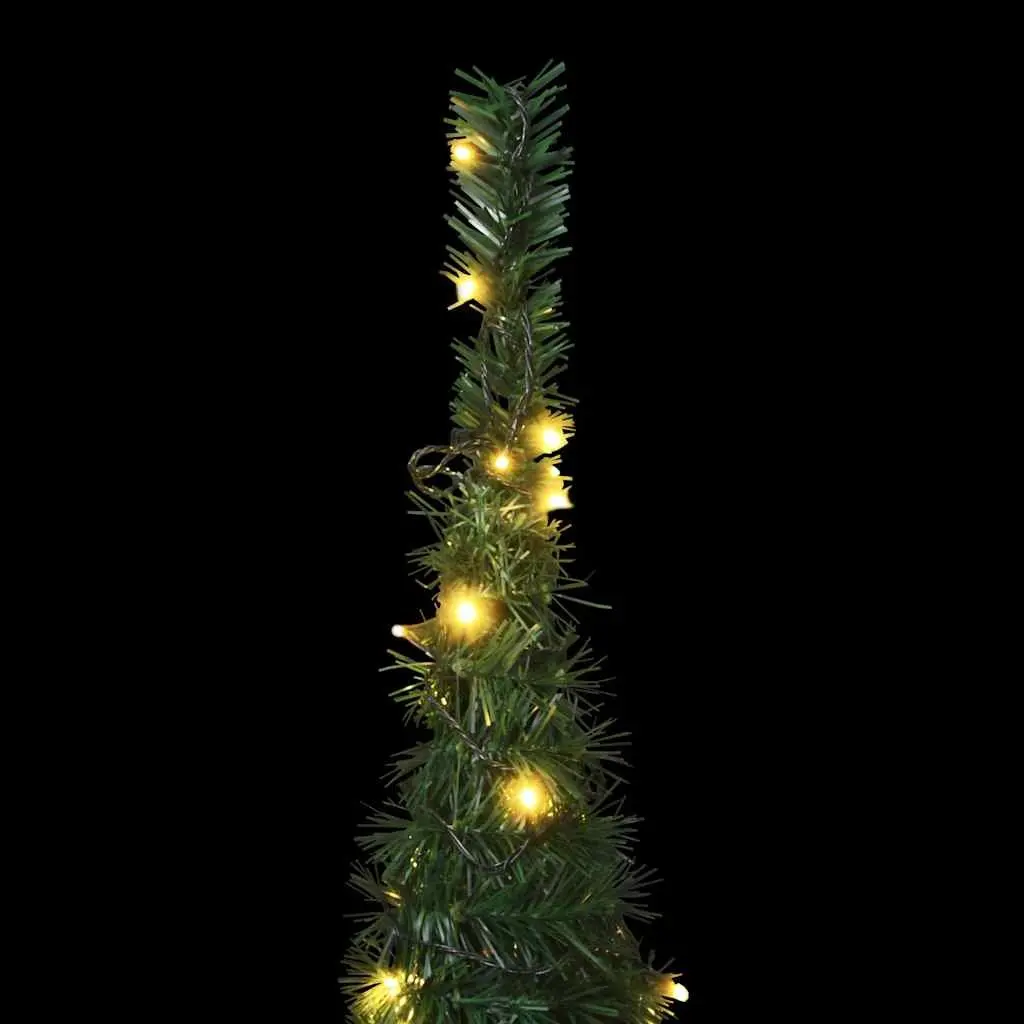 Pop-up String Artificial Christmas Tree Green 150cm Pre-lit LED Holiday Decor