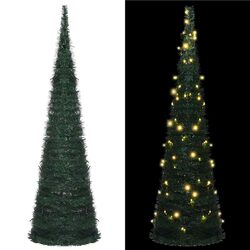 Pop-up Artificial Christmas Tree 210cm Green Pre-lit LED String Xmas Home Decor