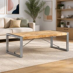 Compact Coffee Table - Industrial Mango Wood Style