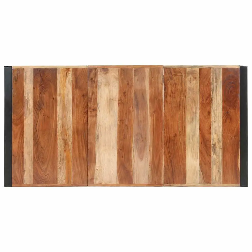 Dining Table Brown 160x80x75cm Industrial Solid Wood Acacia Rubberwood Steel