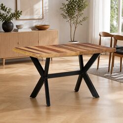 Solid Wood Dining Table - Industrial Brown 140x70x75 cm