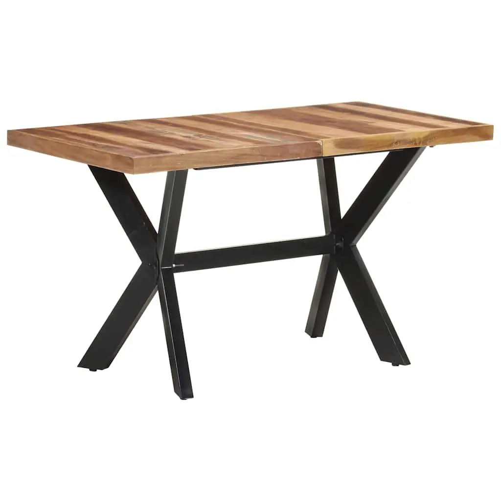 Solid Wood Dining Table Brown 140x70x75 cm Industrial Style Kitchen Furniture