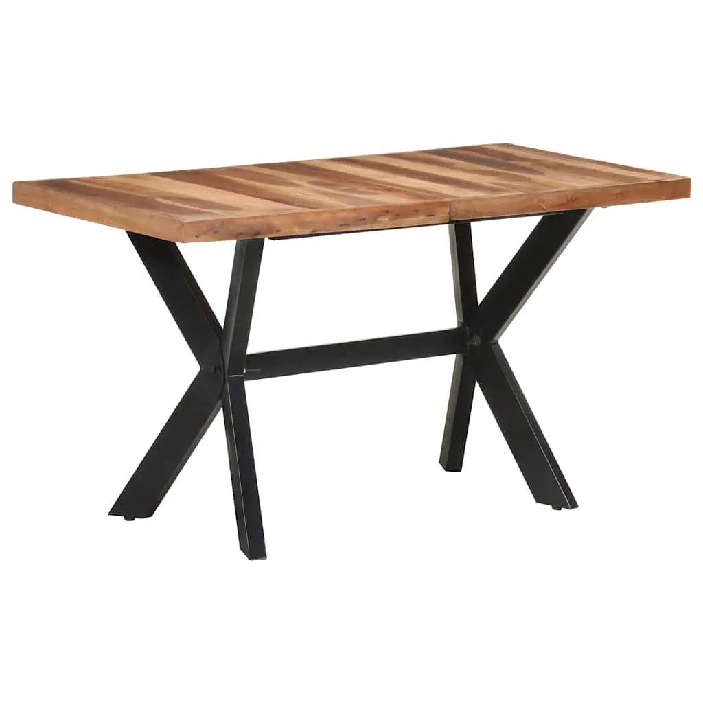 Solid Wood Dining Table Brown 140x70x75 cm Industrial Style Kitchen Furniture